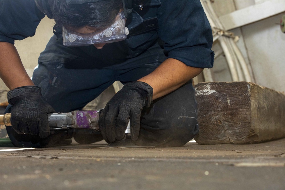 Sailors help to perserve a mooring station