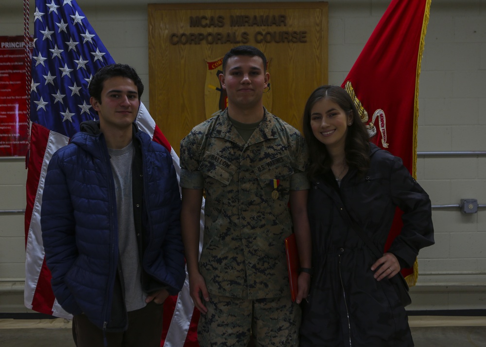 Cpl. Noah Ballow recieves the Navy and Marine Corps Medal