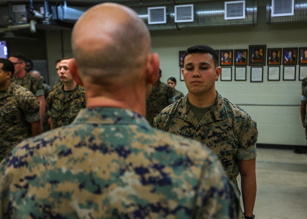 Cpl. Noah Ballow recieves the Navy and Marine Corps Medal