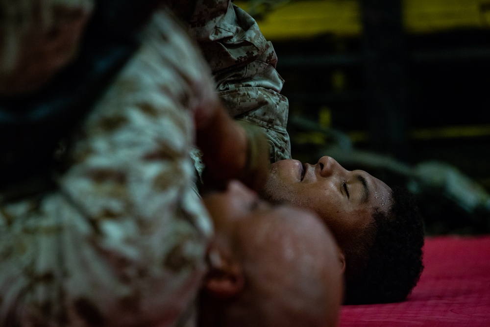 31st MEU Marines conduct MCMAP aboard USS America