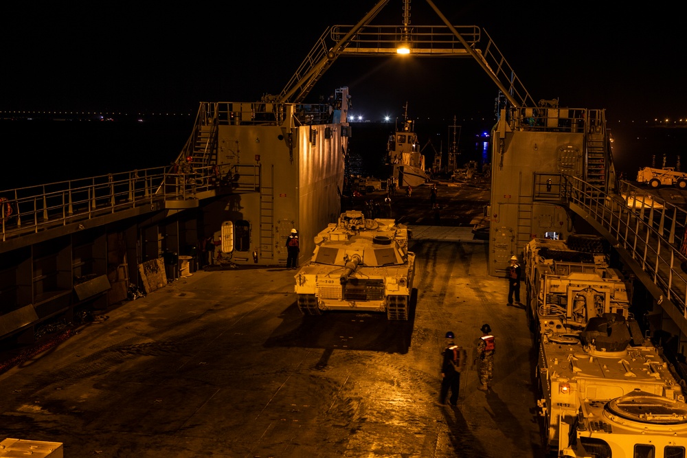 U.S. Army Offloads Vehicles During Native Fury 20