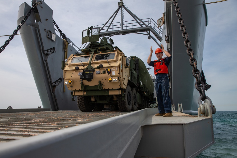 Maritime Prepositioning Force Vehicle Off Load During Native Fury 20