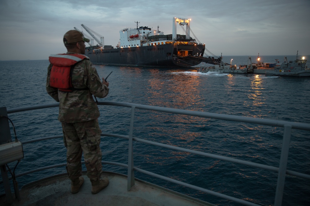 U.S. Marines, Sailors, and Soldiers Conduct Maritime Prepositioning Force Operations