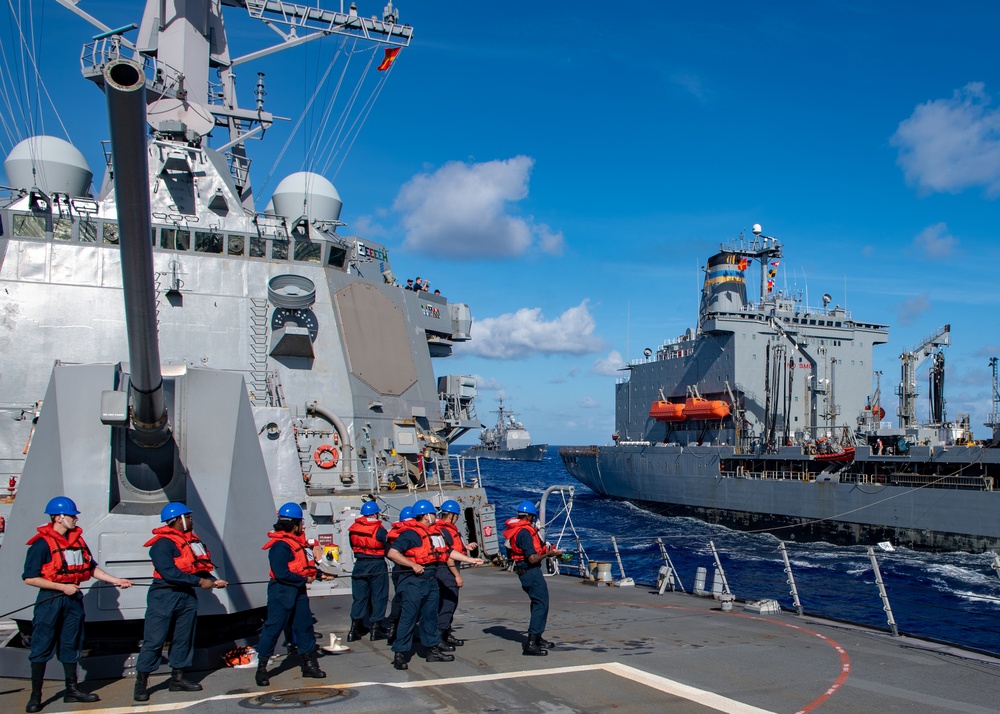 USS Mustin Conducts Replenishment-at-Sea