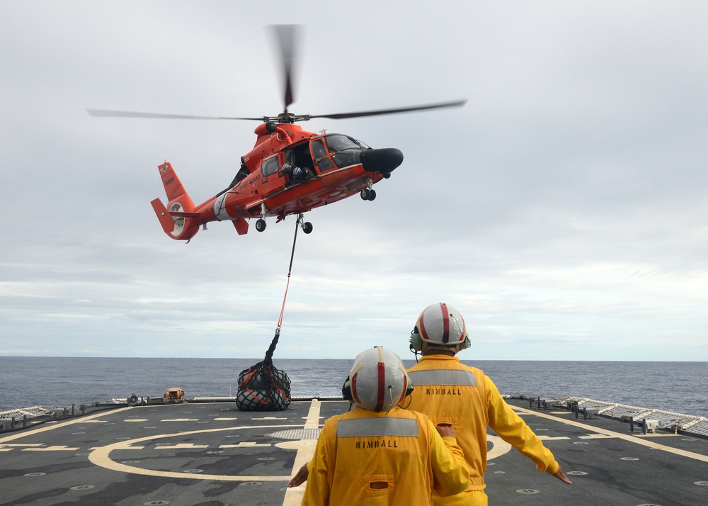 Coast Guard Cutter Kimball conducts helicopter air operations off Hawaii