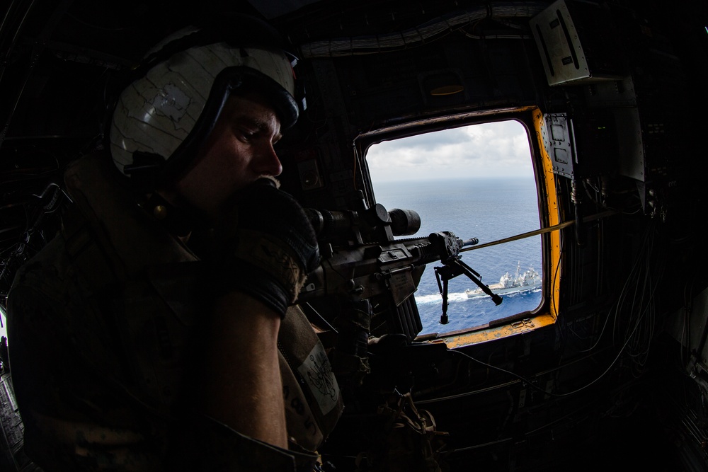 Guardian Angel; 31st MEU Marine provides aerial sniper coverage during VBSS