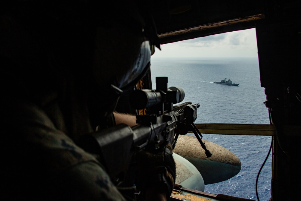 Guardian Angel; 31st MEU Marine provides aerial sniper coverage during VBSS