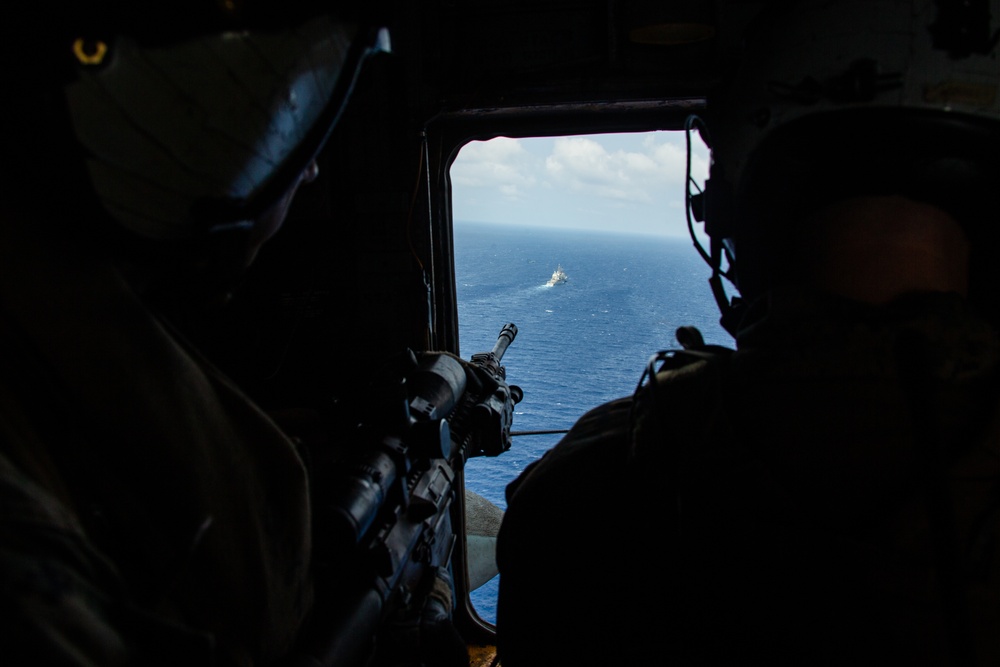 Guardian Angel; 31st MEU Marine provides aerial sniper coverage during VBSS