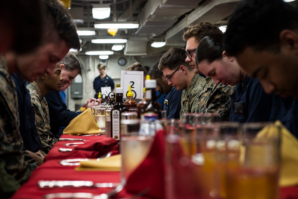 Marines, Sailors celebrate March and April Birthdays aboard USS America