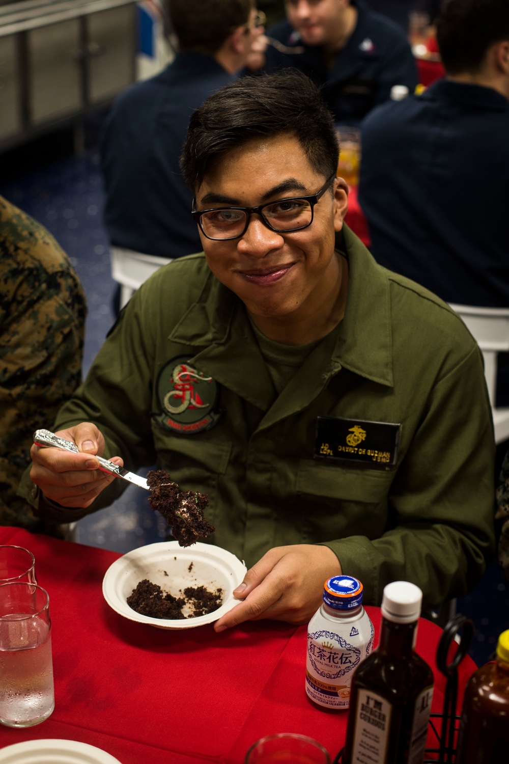 Marines, Sailors celebrate March and April Birthdays aboard USS America