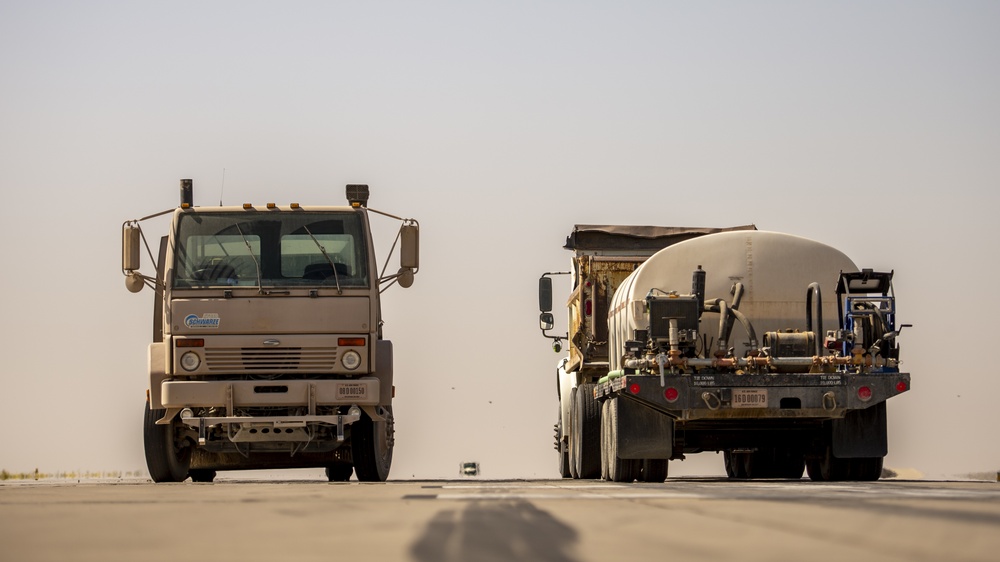 386th ECES “Dirt Boyz” provide routine maintenance and repairs to the flightline