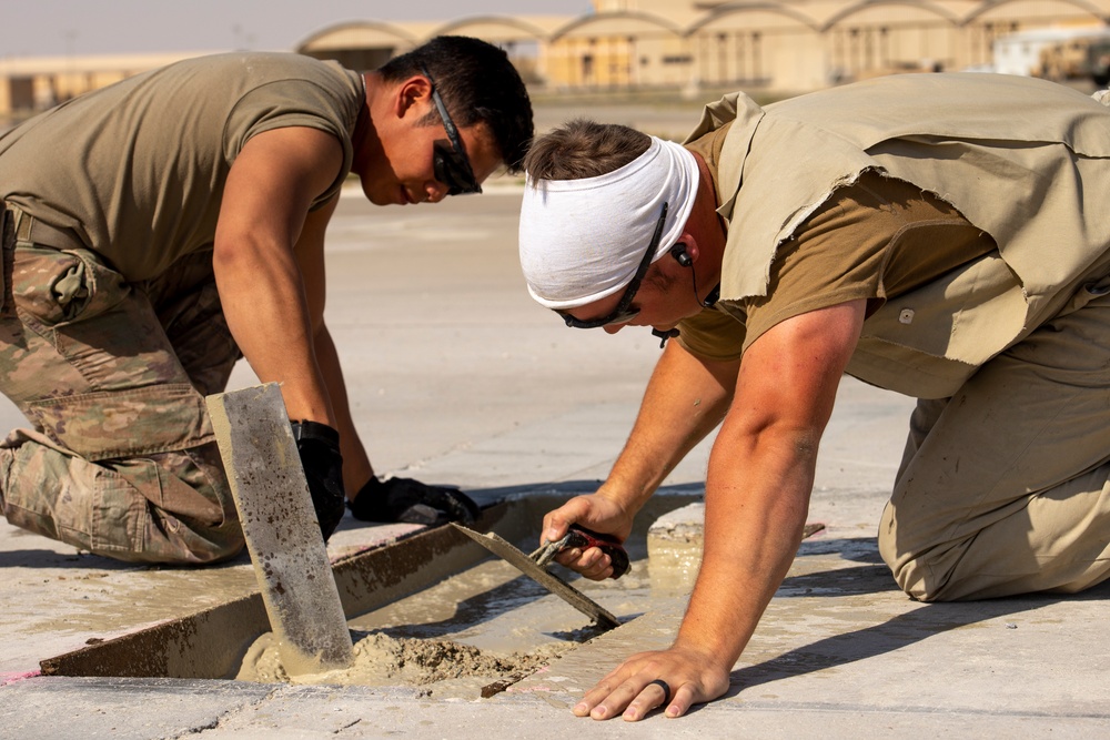 386th ECES “Dirt Boyz” provide routine maintenance and repairs to the flightline