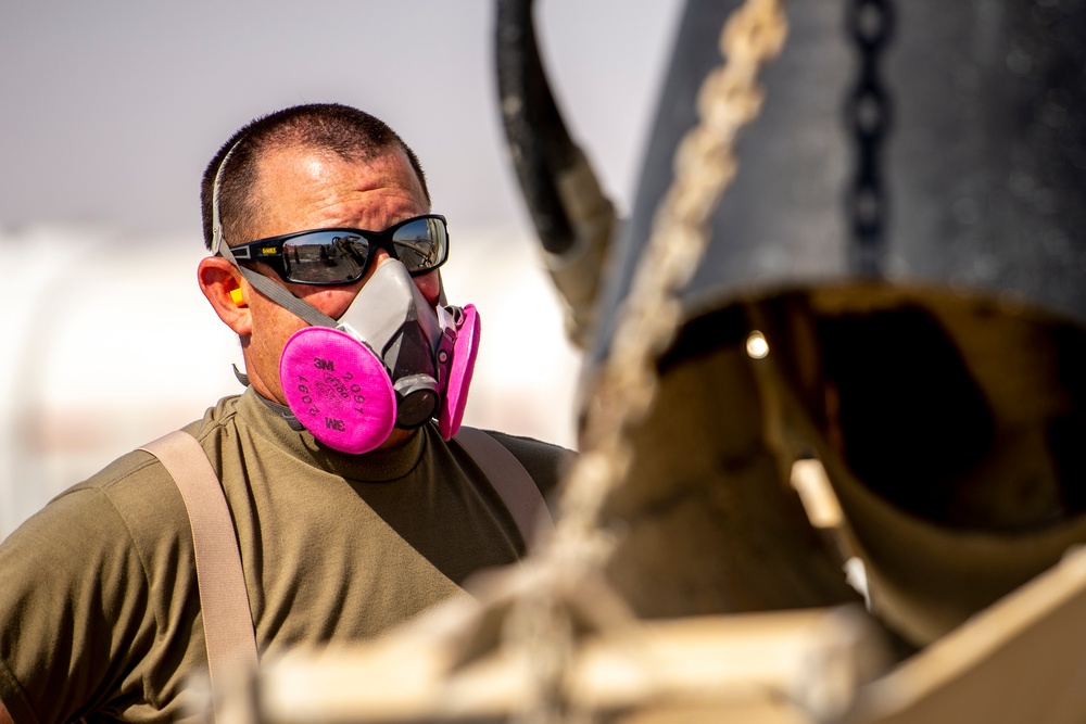386th ECES “Dirt Boyz” provide routine maintenance and repairs to the flightline