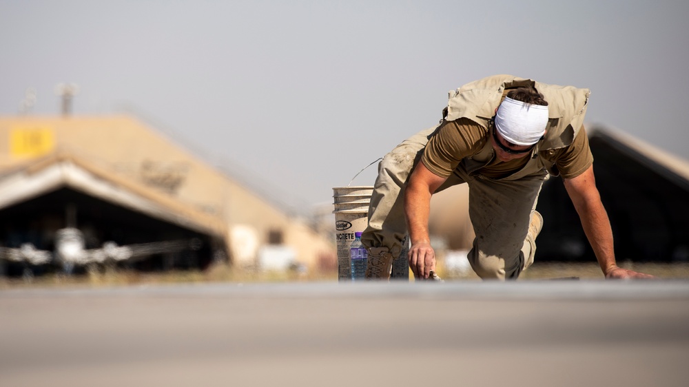 386th ECES “Dirt Boyz” provide routine maintenance and repairs to the flightline