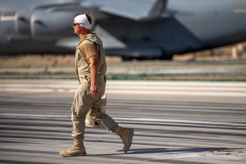386th ECES “Dirt Boyz” provide routine maintenance and repairs to the flightline