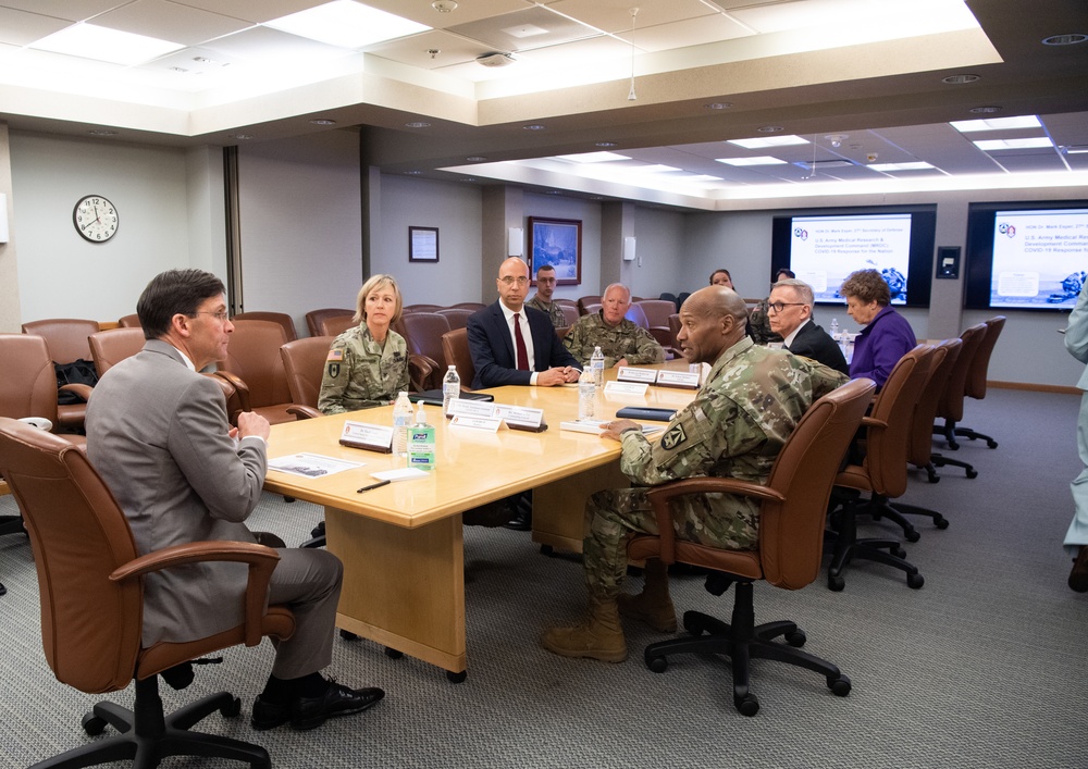 SecDef Esper Visits Army Medical Research Development Command at Ft. Detrick