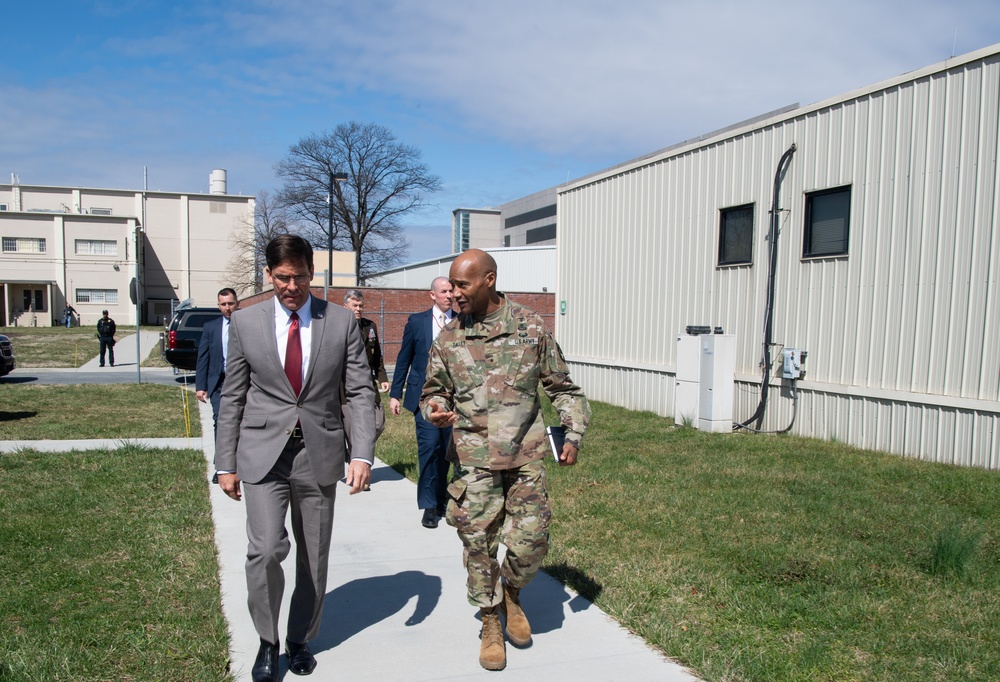 SecDef Esper Visits Army Medical Research Development Command at Ft. Detrick