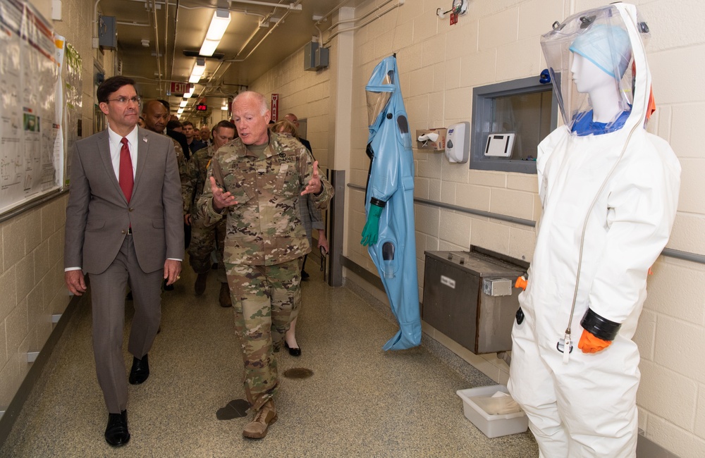 SecDef Esper Visits Army Medical Research Institute of Infectious Diseases at Ft. Detrick