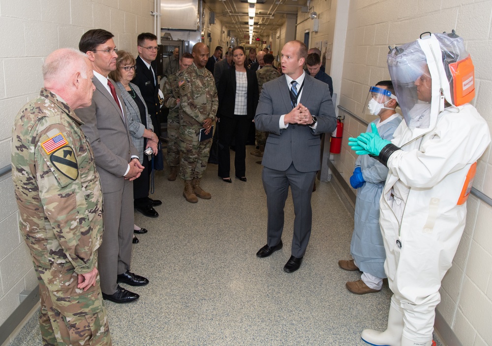 SecDef Esper Visits Army Medical Research Institute of Infectious Diseases at Ft. Detrick