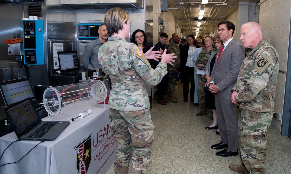 SecDef Esper Visits Army Medical Research Institute of Infectious Diseases at Ft. Detrick