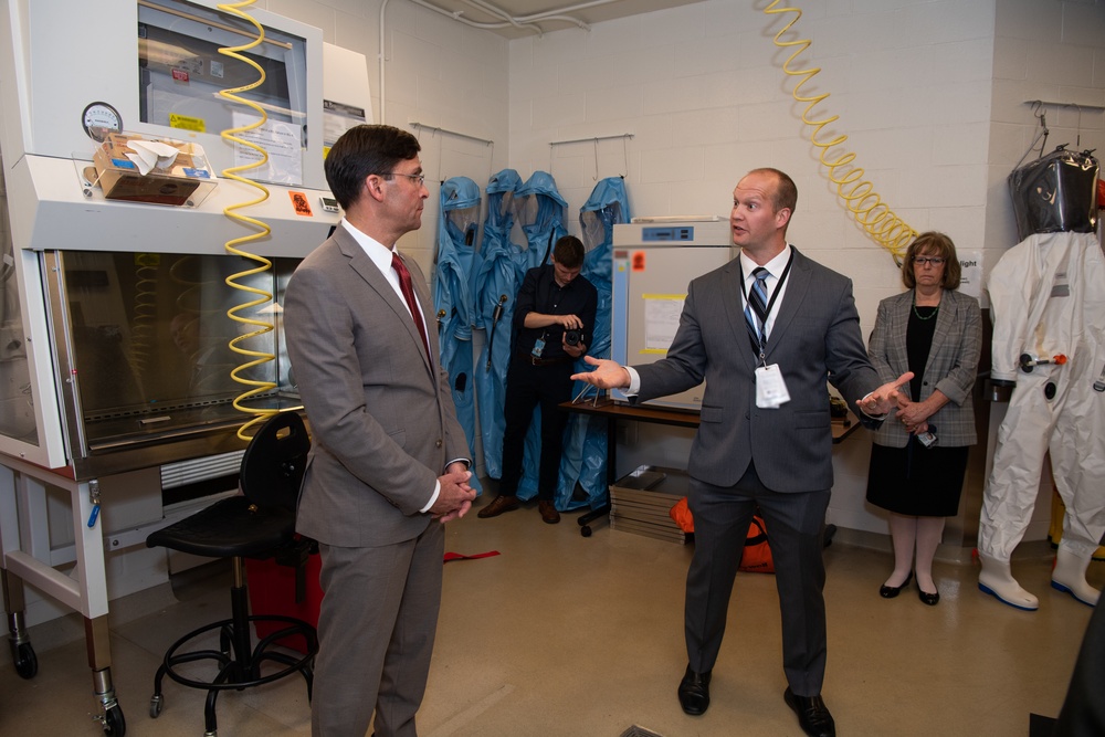 SecDef Esper Visits Army Medical Research Institute of Infectious Diseases at Ft. Detrick