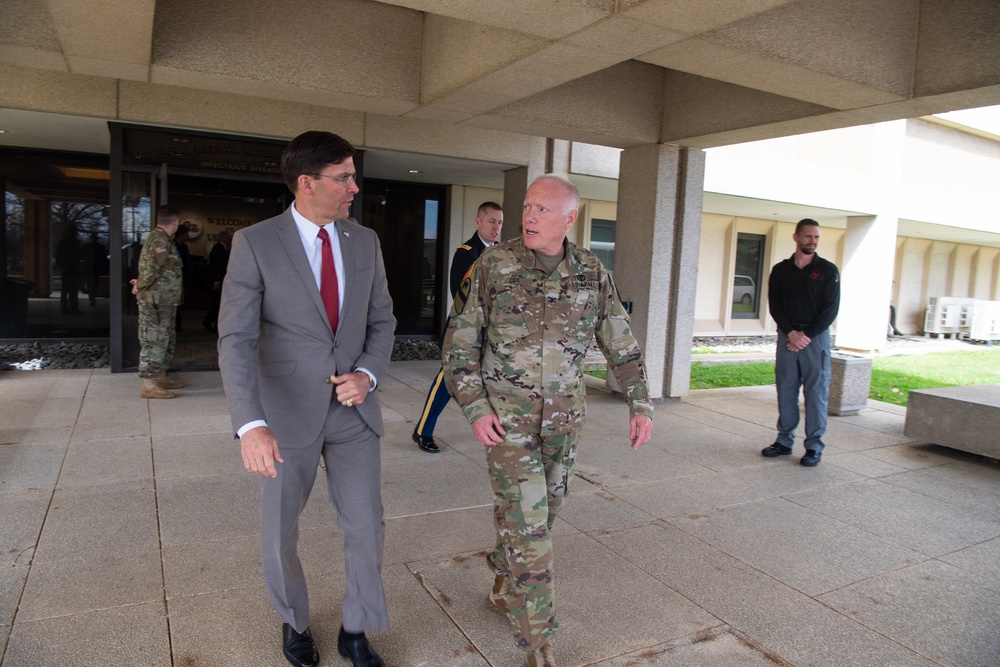 SecDef Esper Visits Army Medical Research Institute of Infectious Diseases at Ft. Detrick