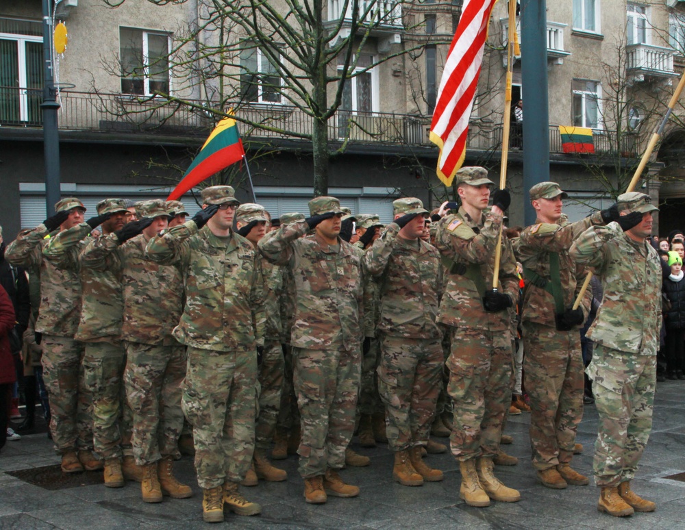 1/9 Cav participates in Lithuanian Independence Day parade and flag ceremony