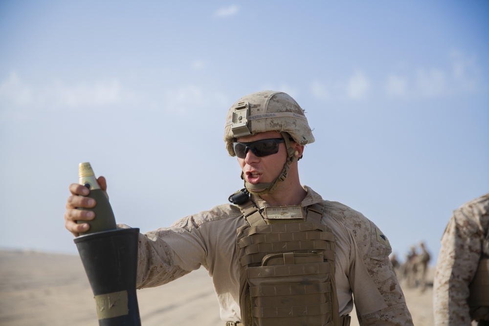 U.S. Marines Conduct Live Fire Mortar Training in UAE