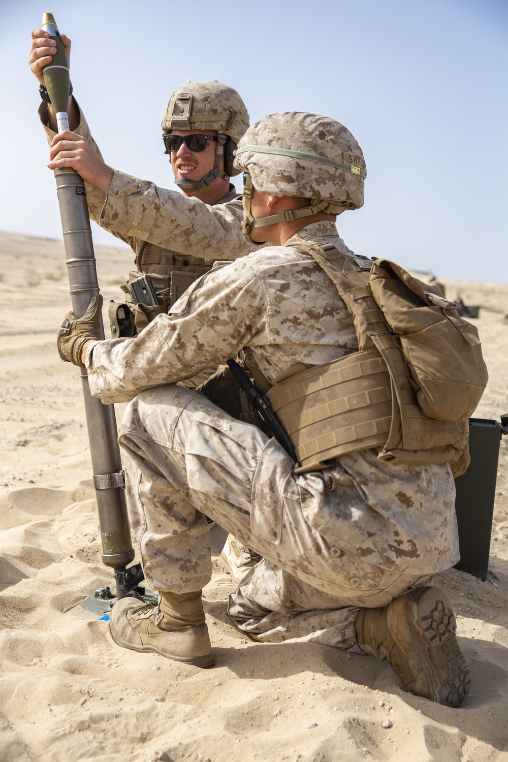 U.S. Marines Conduct Live Fire Mortar Training in UAE