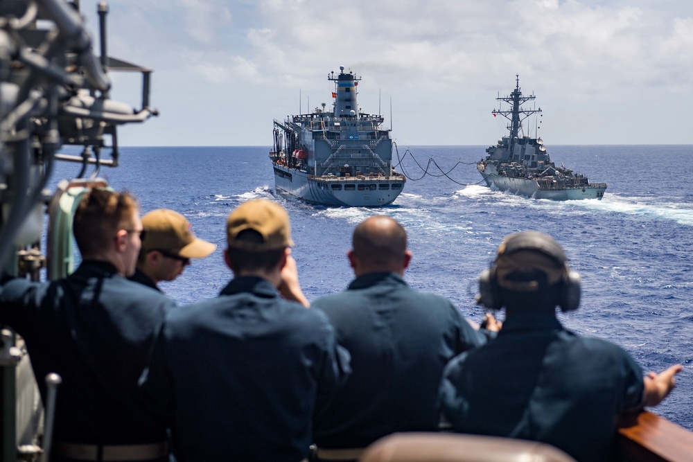 Sailors observe Replenishment-AT-Sea