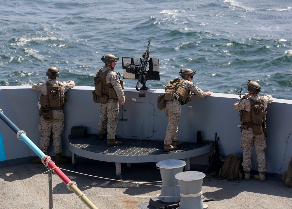 Marines provide security during strait transit