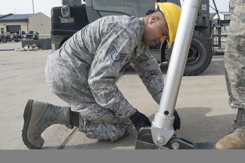 Airmen from the 192nd Wing and 1st Fighter Wing’s Munitions Flights participate in MAC build training