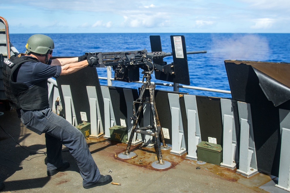 Sailor Fires M2HB Machine Gun