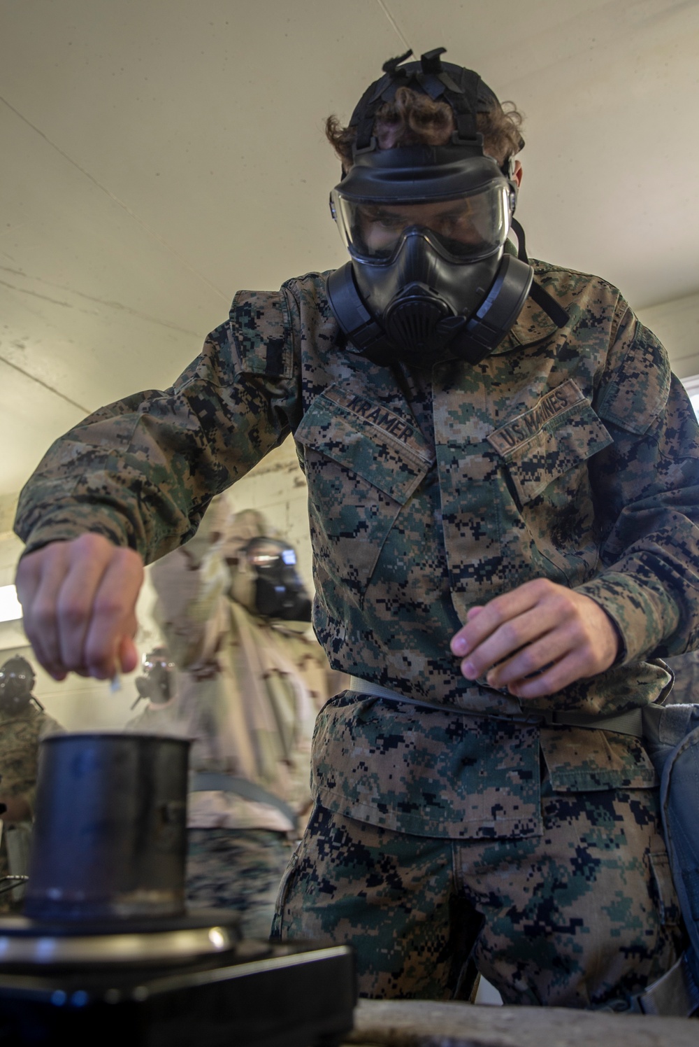 Task force Marines, Sailors conduct gas chamber training at Camp Lejeune