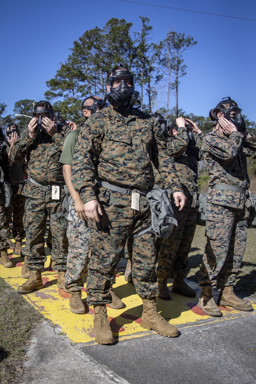 Task force Marines, Sailors conduct gas chamber training at Camp Lejeune