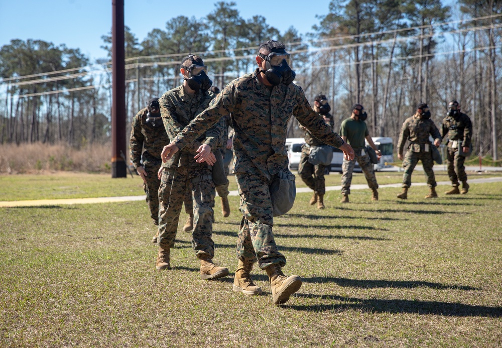 Task force Marines, Sailors conduct gas chamber training at Camp Lejeune