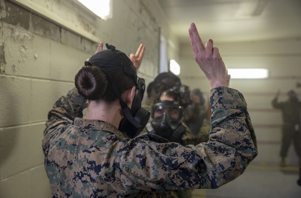 Task force Marines, Sailors conduct gas chamber training at Camp Lejeune