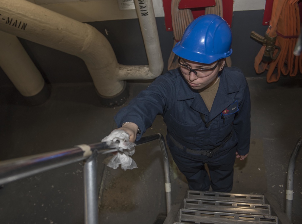 GHWB Sailor Cleans Ladderwell