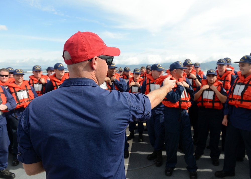 Coast Guard Cutter Kimball conducts abandon ship drill