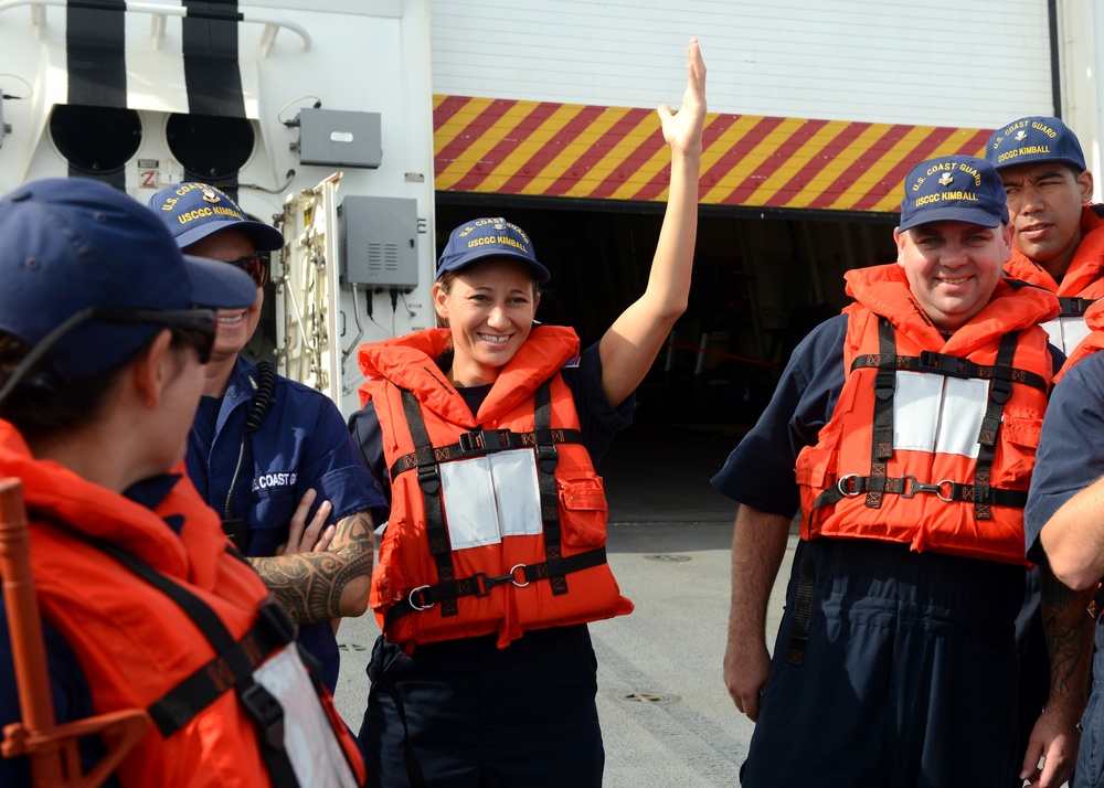 Coast Guard Cutter Kimball conducts abandon ship training