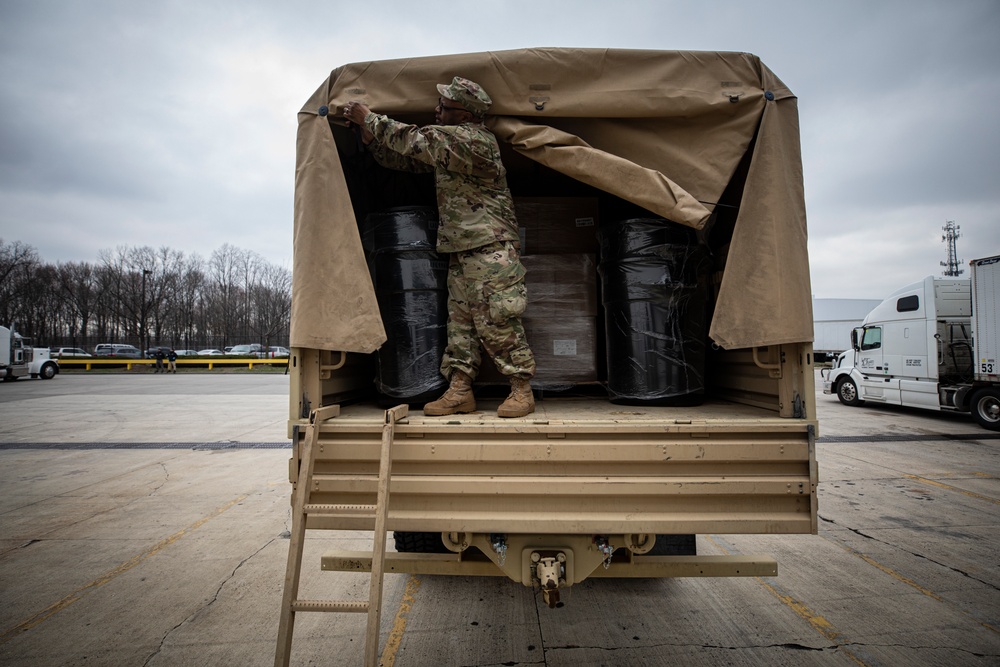 143rd Transportation Company Soldiers receive protective gear from NJ Department of Health