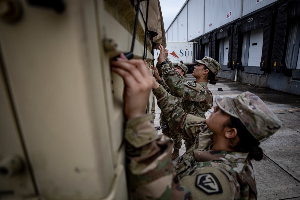 143rd Transportation Company Soldiers receive protective gear from NJ Department of Health