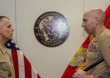 MARFORCYBER Hosts Digital Relief and Appointment Ceremony: Bids Sgt. Maj. Krause Farewell, Welcomes Sgt. Maj. Williamson Through Video Conference
