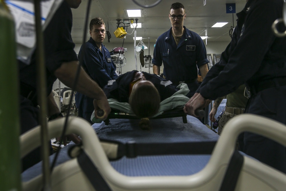 26th MEU, USS Bataan Sailors participate in mass casualty drill