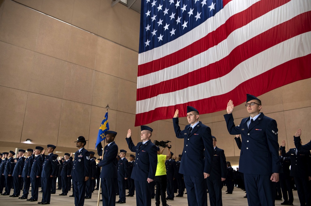 Social distancing practiced at U.S. Air Force BMT graduation