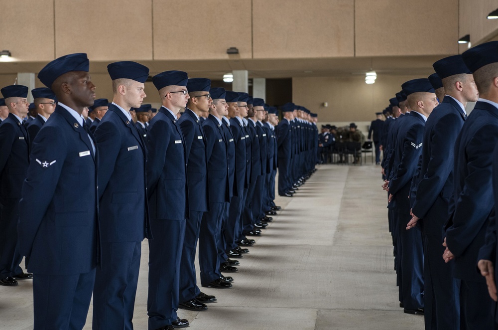 Social distancing practiced at U.S. Air Force BMT graduation