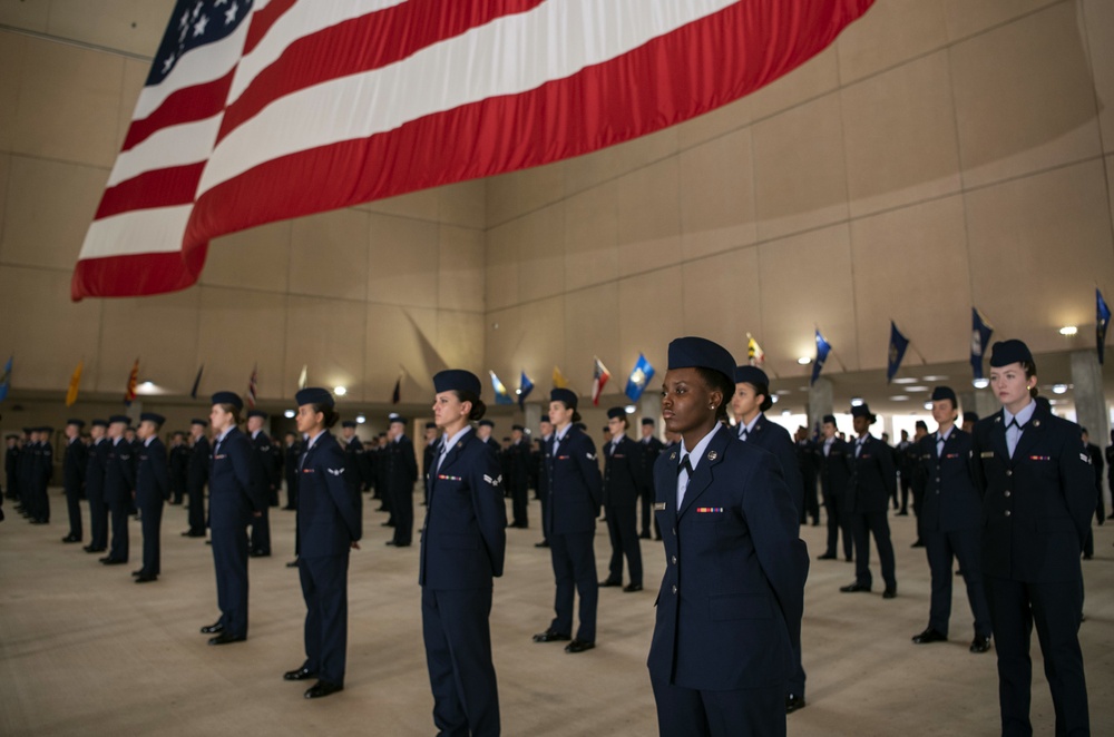 Social distancing practiced at U.S. Air Force BMT graduation