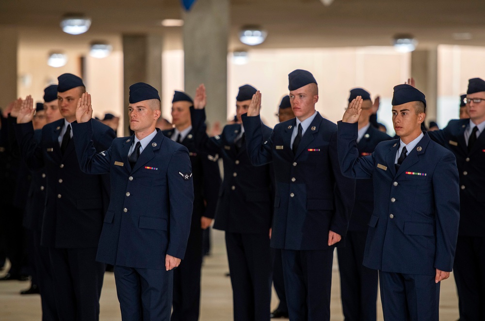 Social distancing practiced at U.S. Air Force BMT graduation