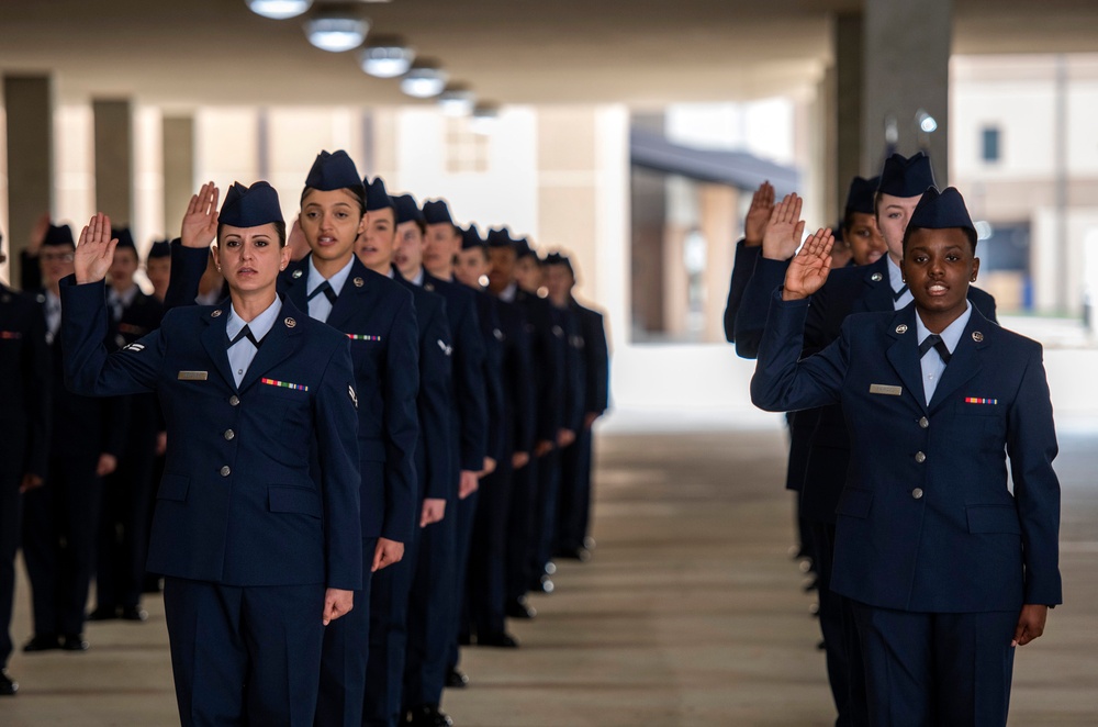 Social distancing practiced at U.S. Air Force BMT graduation