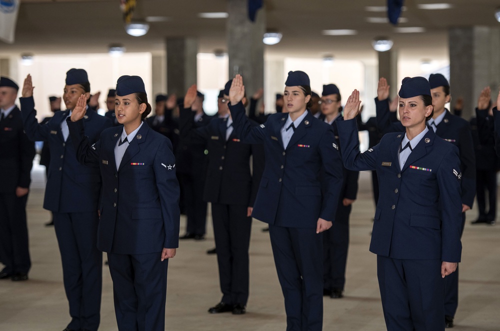 Social distancing practiced at U.S. Air Force BMT graduation